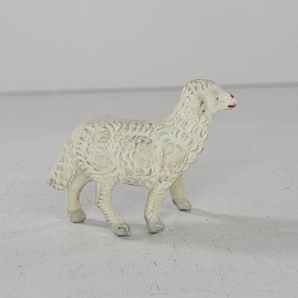Vintage Chalkware Plaster Sheep Figurine Made In Italy Miniature - Picture 2 of 7